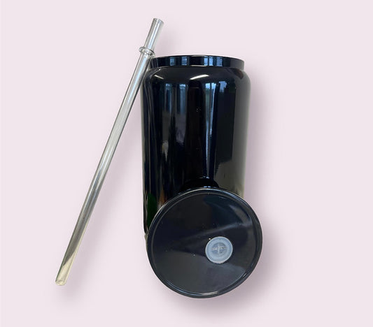16oz black glass can