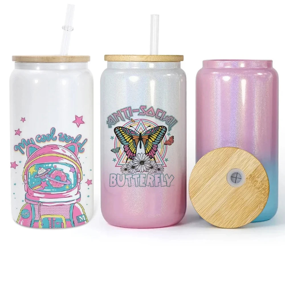 16oz shimmer gradient glass can