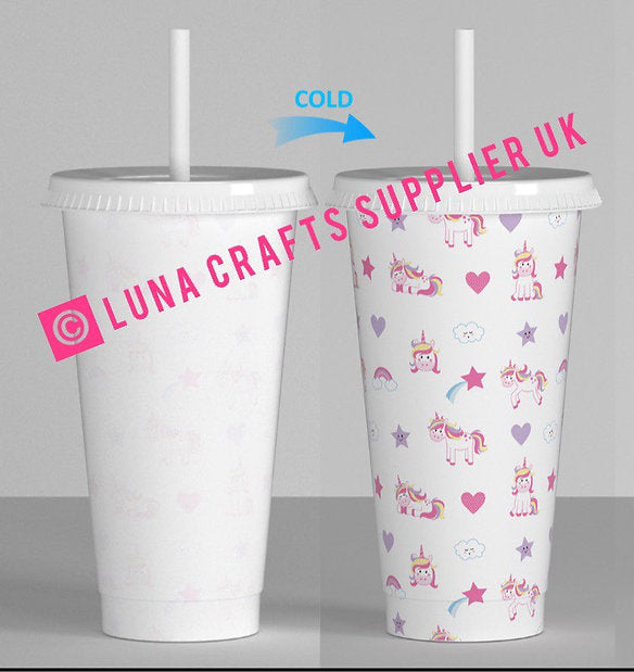 24oz unicorn colour changing cup