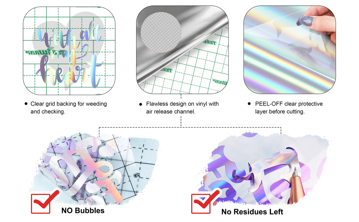 Teckwrap Bubble Free Holographic Glossy Rainbow Adhesive Vinyl