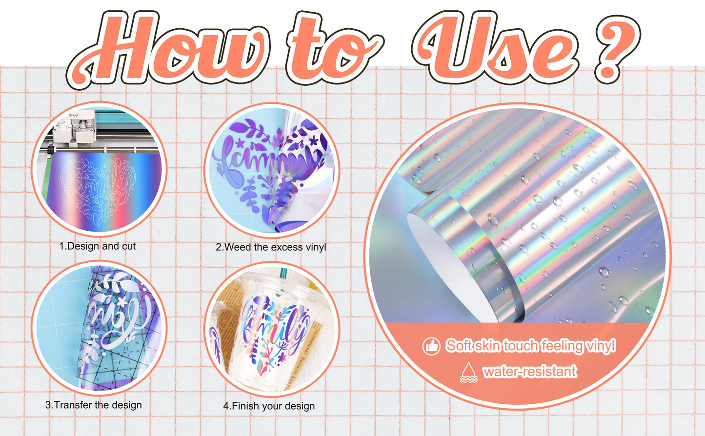 Teckwrap Bubble Free Holographic Glossy Rainbow Adhesive Vinyl