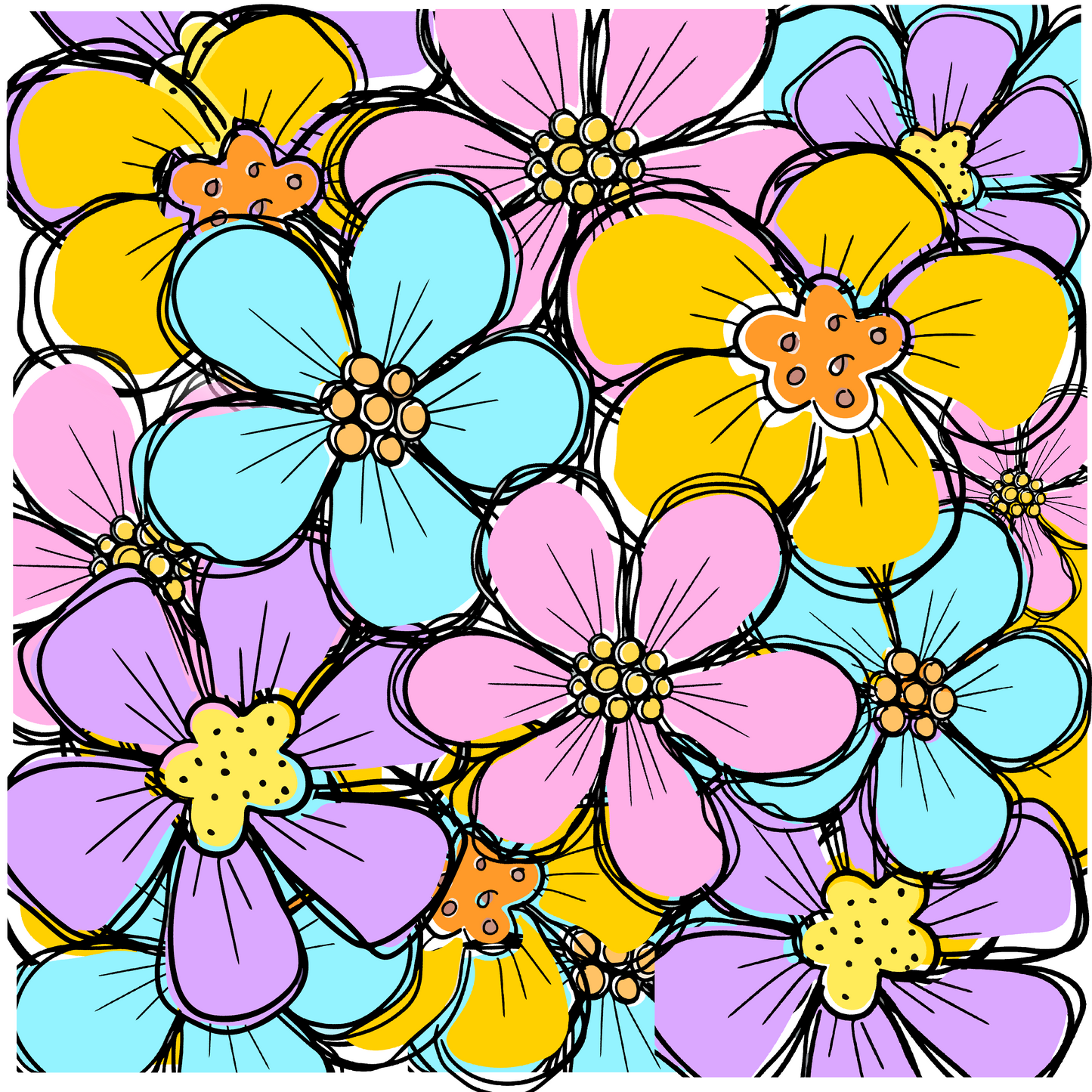 12x 12 Pastel Flowers pattern