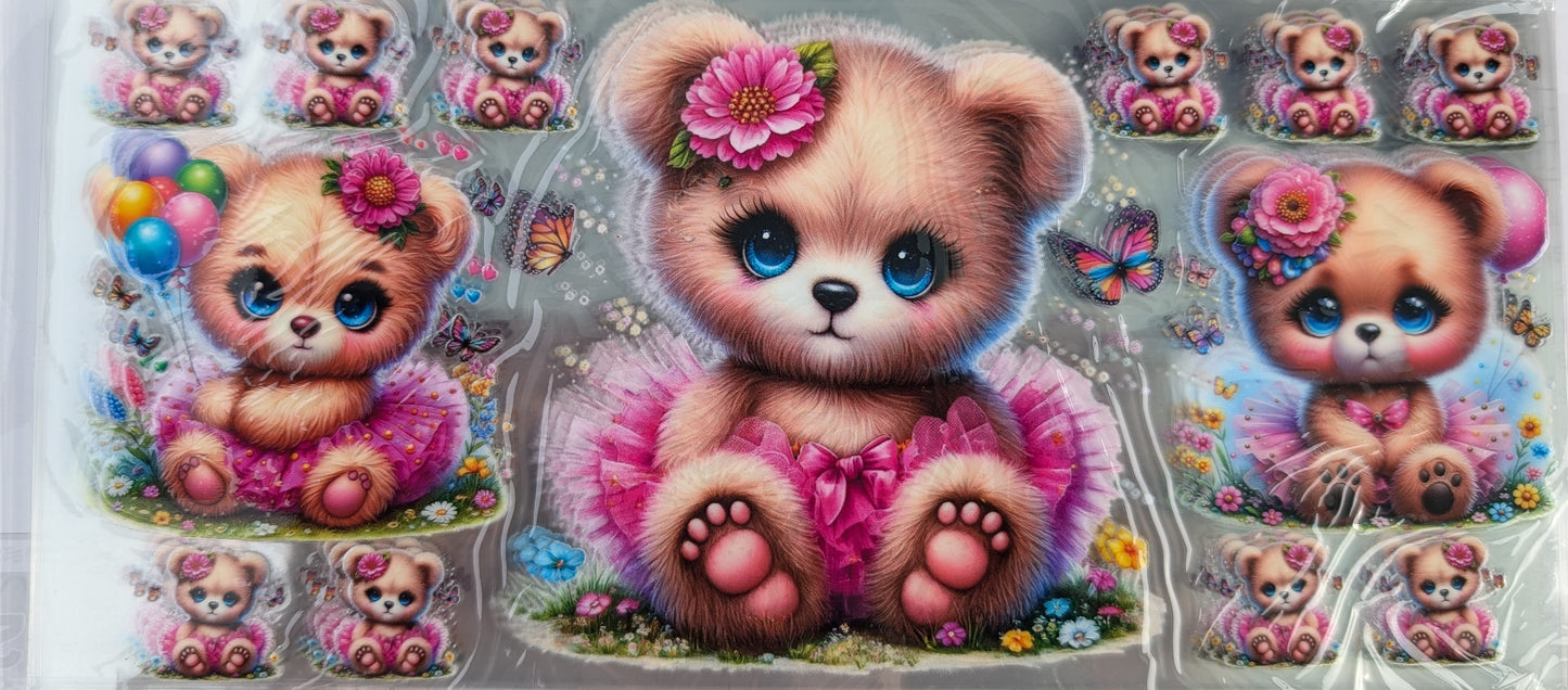 16oz UVDTF wraps pink bear