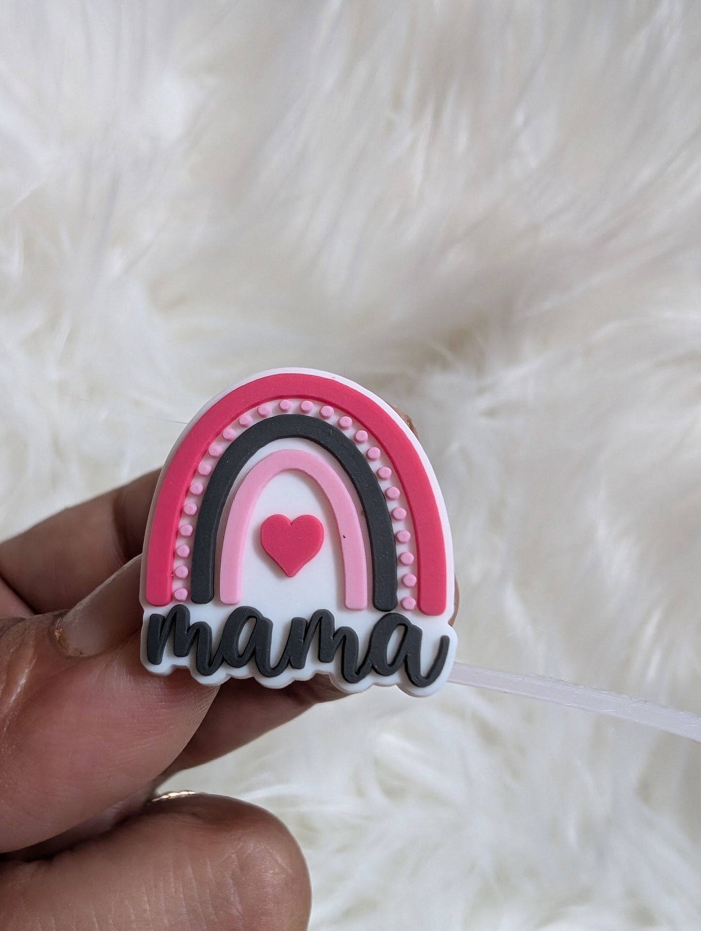 Mama rainbow straw topper