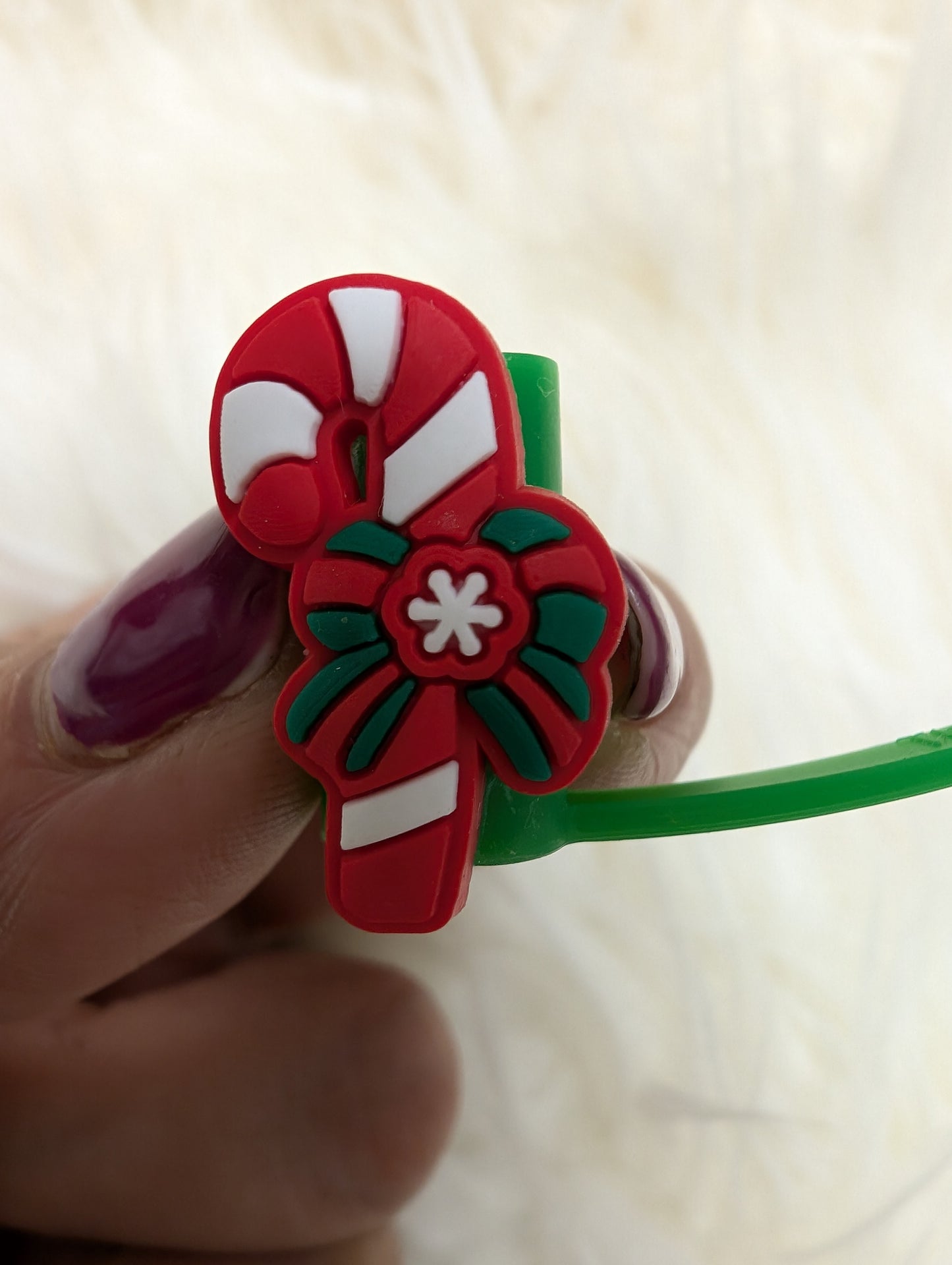 Candy cane straw topper