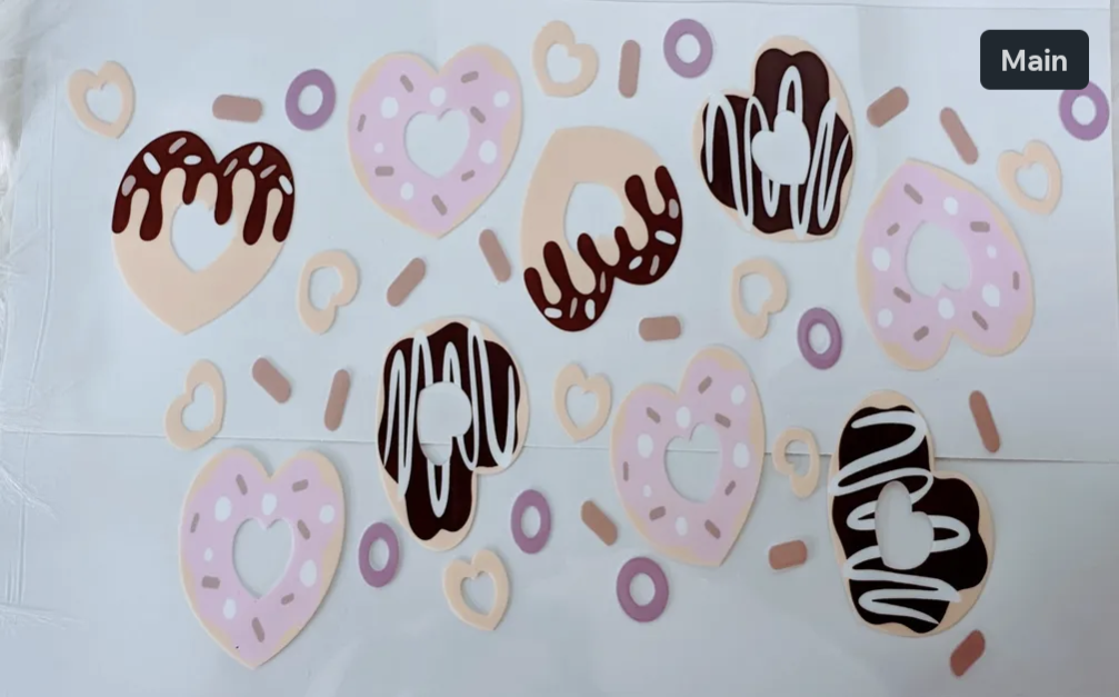 24oz UV-DTF Heart donuts