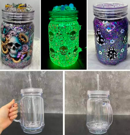 20oz scratch Plastic Double Walled Mason Jars