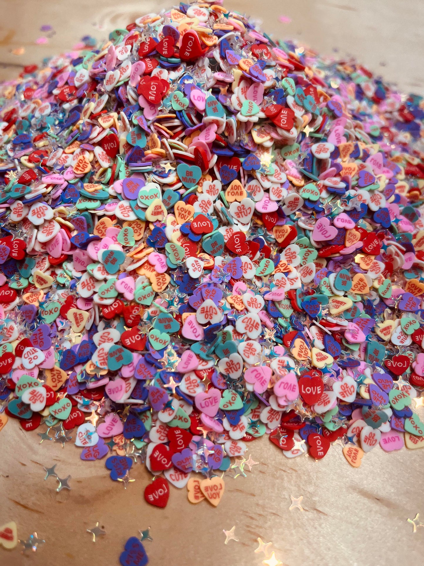 Love heart polymer slices