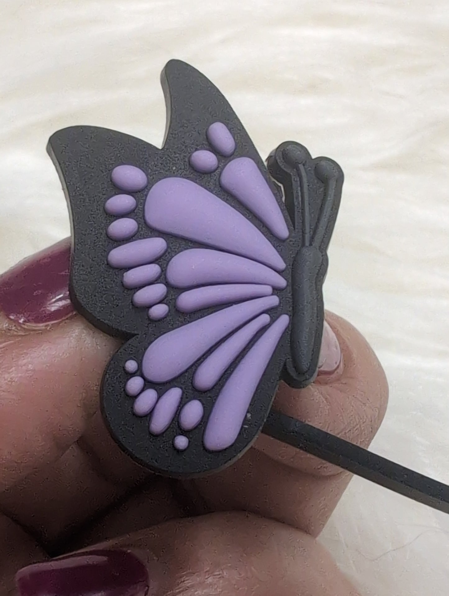 Purple butterfly straw topper