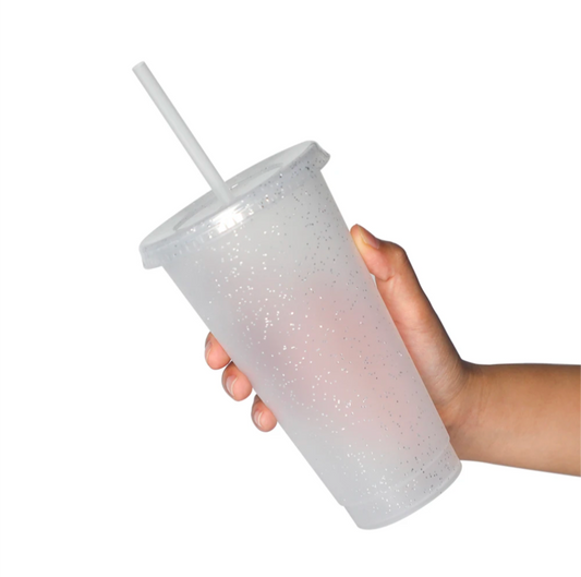 24oz white glitter tumbler