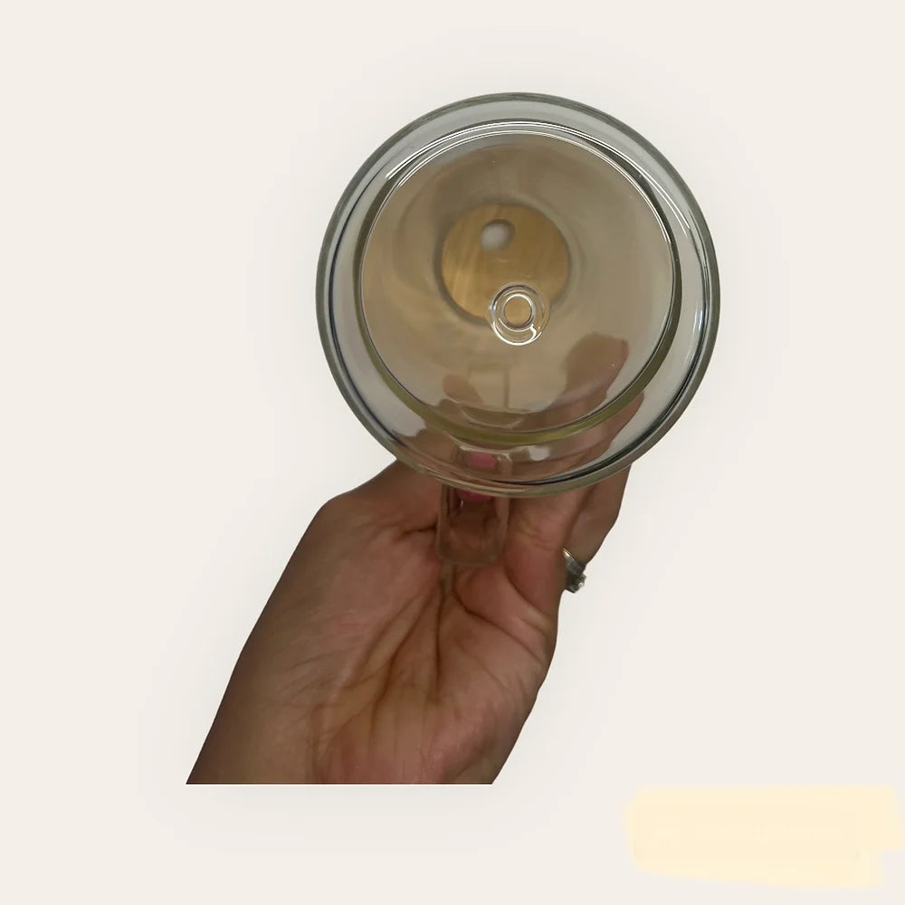 17oz double walled glass mug with handle