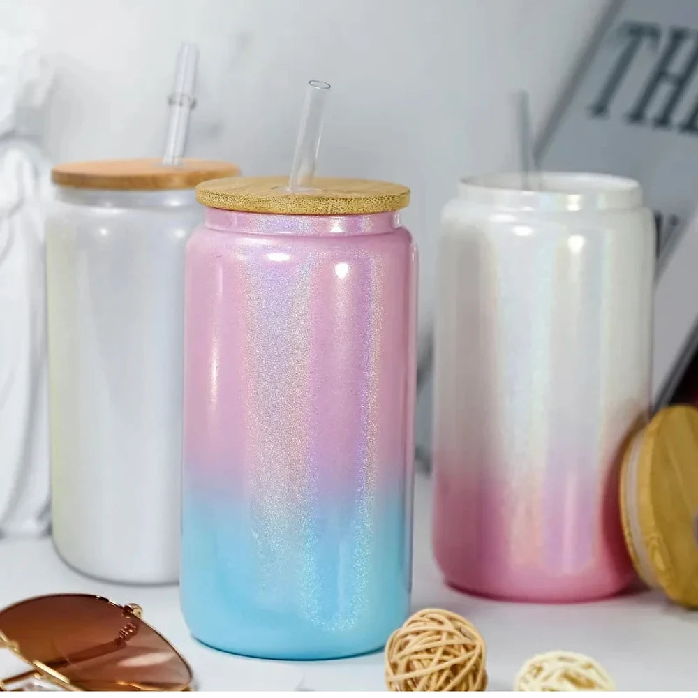 16oz shimmer gradient glass can