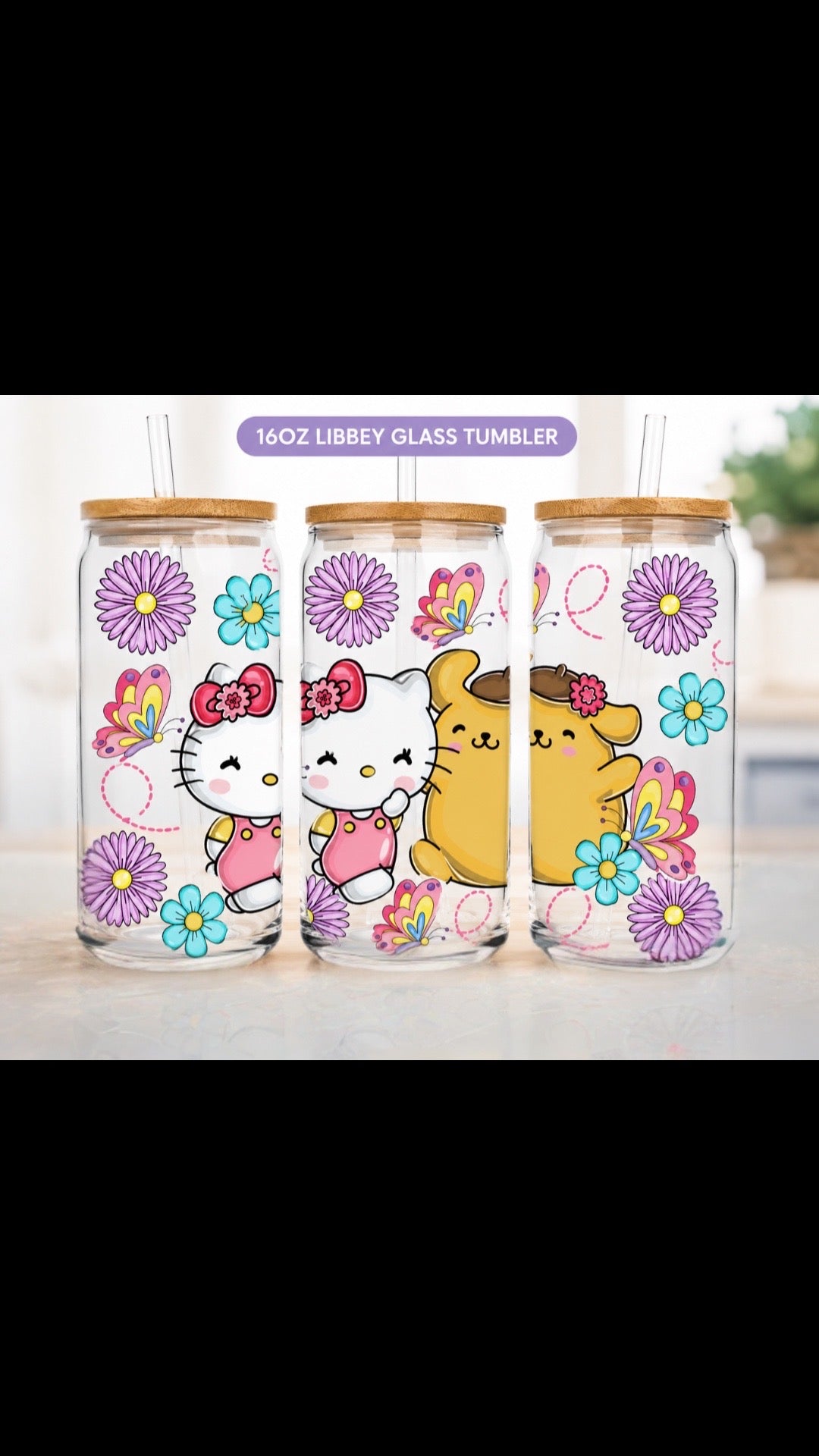 16oz uv-dtf hello kitty friends
