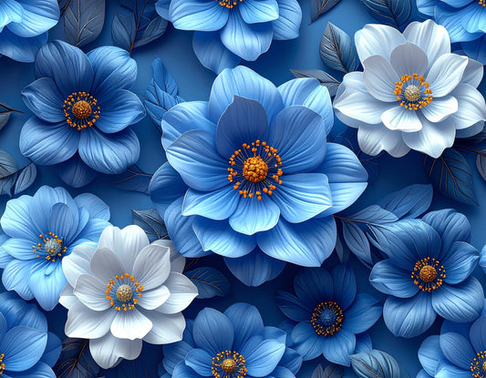12x12 blue flowers printable Vinyl