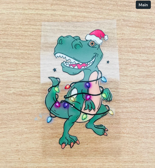 Christmas dinosaur decal