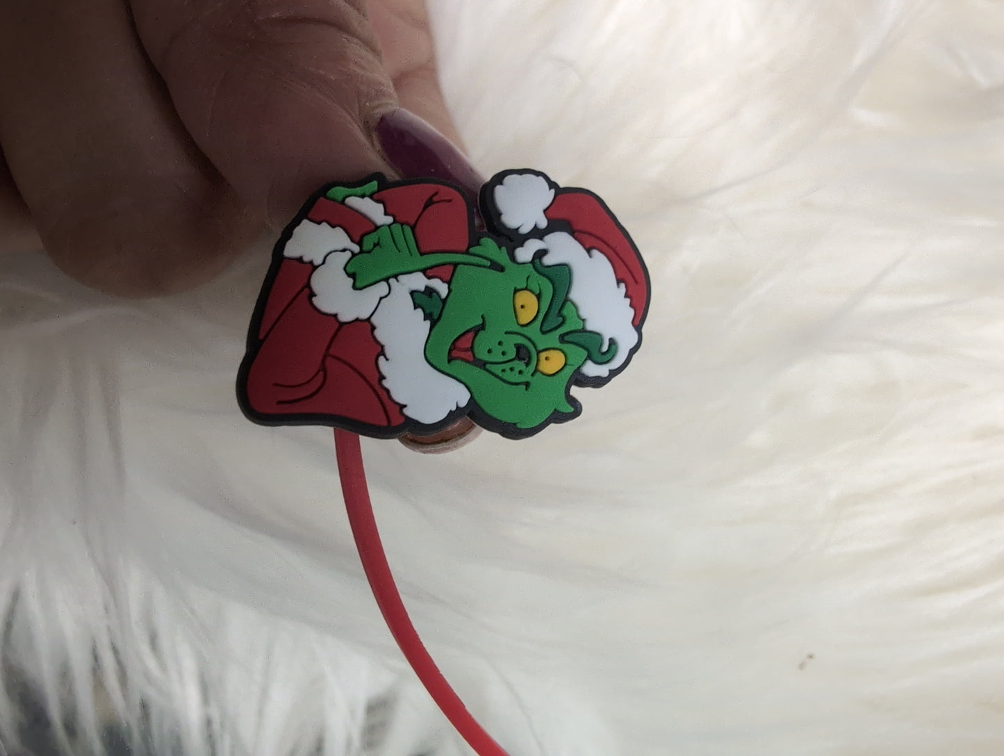 Santa Grinch straw topper