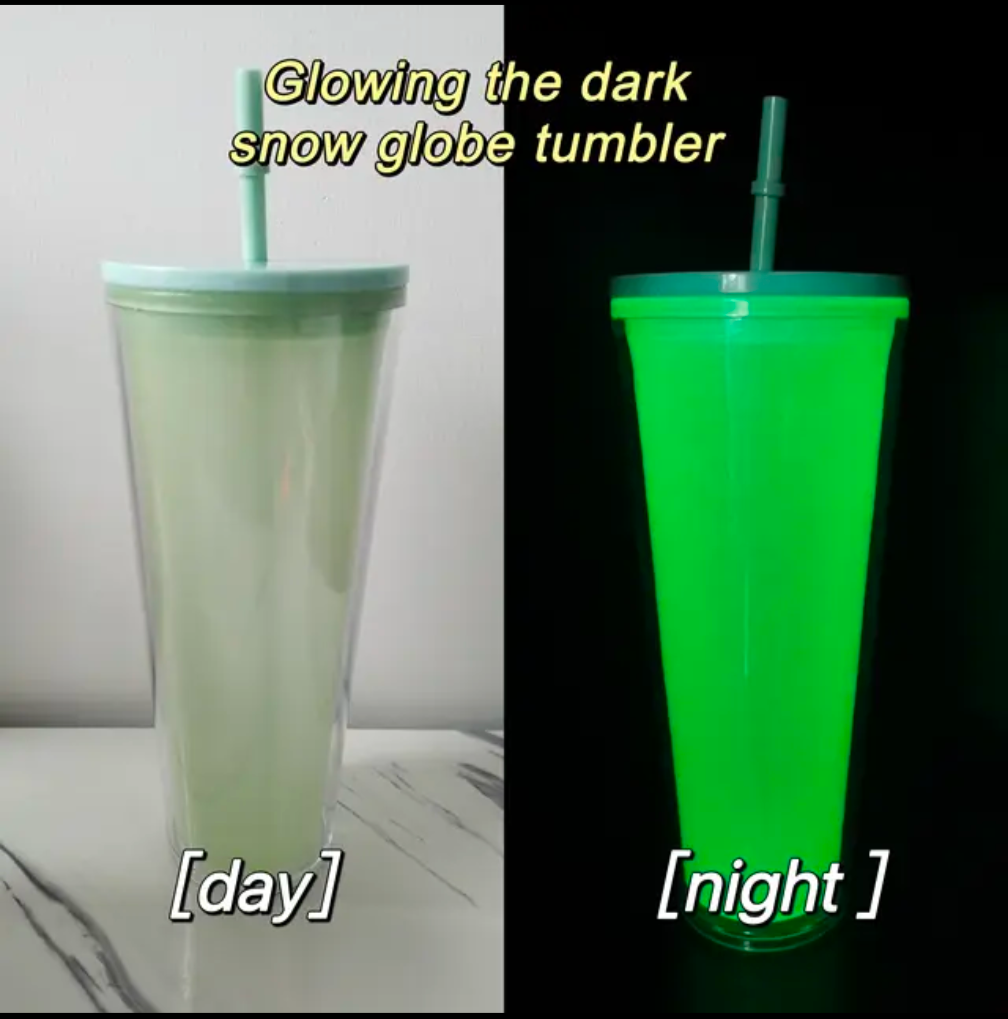 24oz  pre drilled glow in the dark tumblers